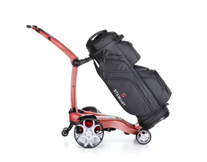 Електричний візок для гольфу STEWART Q Follow Carbon Range red QF-EC-CUSTOM-13-UK/EU фото